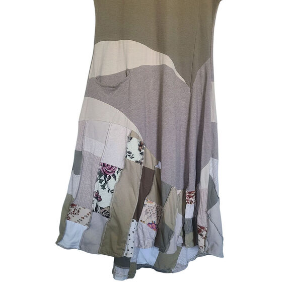 Flood Clothing Upcycled Patchwork Lagenlook Maxi Dress Size Large - Picture 4 of 7